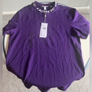 Lacoste logo purple short sleeve shirt